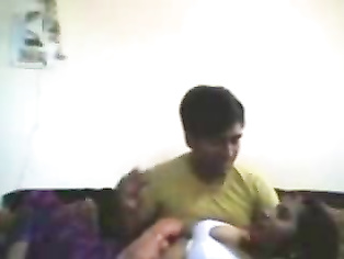 Indian college couple Deepti and Tinku enjoying foreplay session in lounge recorded on cam.