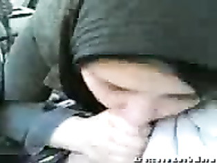 Arab slut sucking my cock in the car.