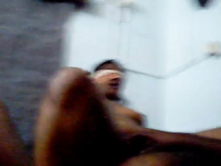 Blindfolded nude Indian wife rides hubby.