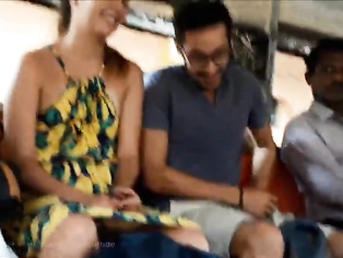 Hot European Couple in Sri Lankan Train with Legs spread