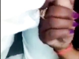 Indian aunty holding cock in train