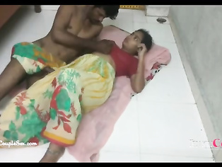 cute telugu aunty hardcore girlfriend sex on the floor with her horny husband