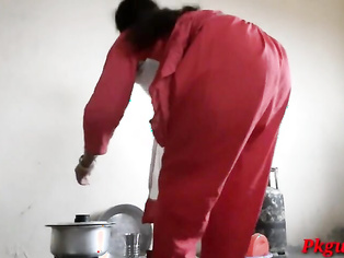 Desi girl cooking in kitchen and fucked by stepbrother