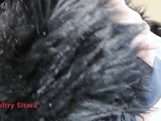 Hairy Tamil Woman in Brown Fur Coat Tease
