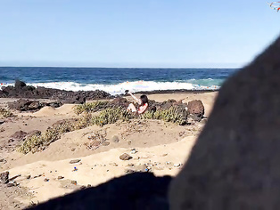 NUDIST BEACH ORAL: I show my hard dick to a bitch that asks me for a oral and cum in her mouth.