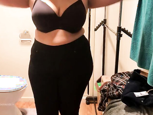 Hot Wife Changing Clothes and flashing Cute Curves